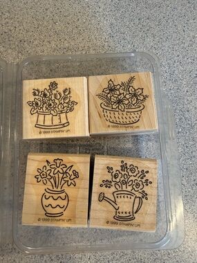 Set of 4 Floral Wood Mount Stamps - Stampin' Up! - Natural Wood